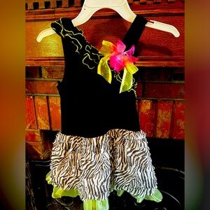 Girls Black and Zebra Print Bonnie Jean Dress Size 4T